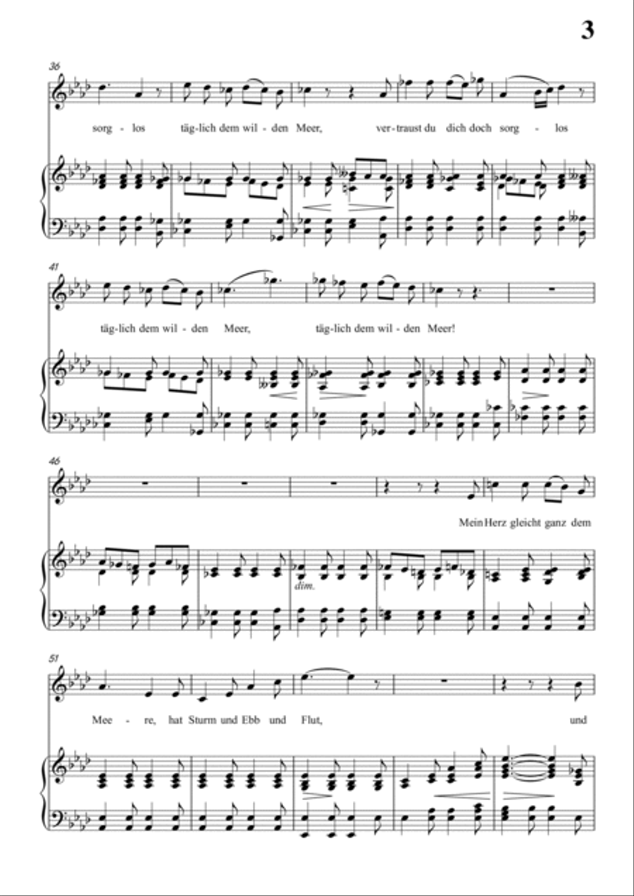 Schubert-Das Fischermädchen in bA for Vocal and Piano Voice scores gallery preview page 4