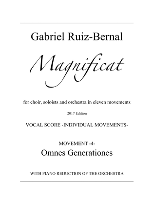 MAGNIFICAT. Mov. 4 "Omnes Generationes". Choir with piano accompaniment (orchestra reduction)