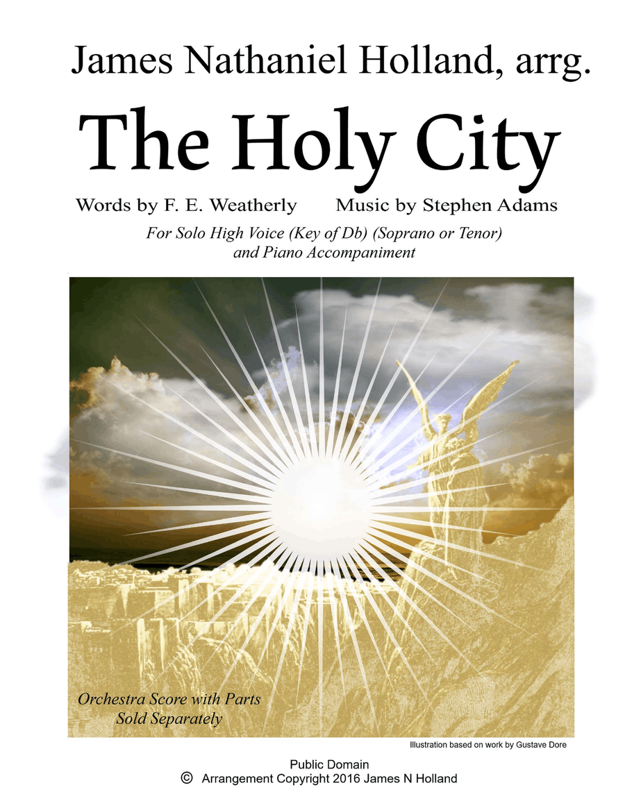 The Holy City for Solo High Voice (Soprano or Tenor) Voice and Piano (Key of Db) Tenor Voice scores gallery preview page 1