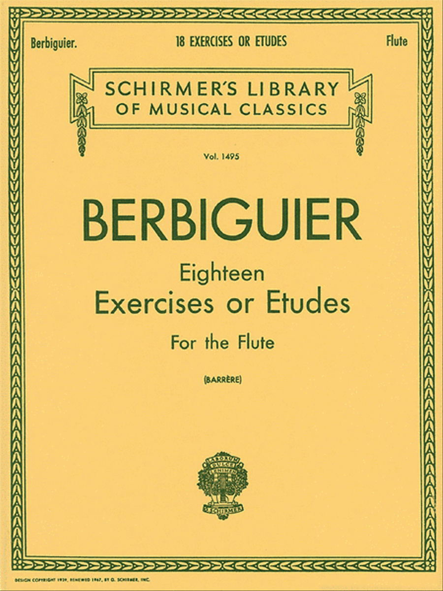 Benoit Berbiguier: Eighteen Exercises or Etudes Flute scores gallery preview page 1