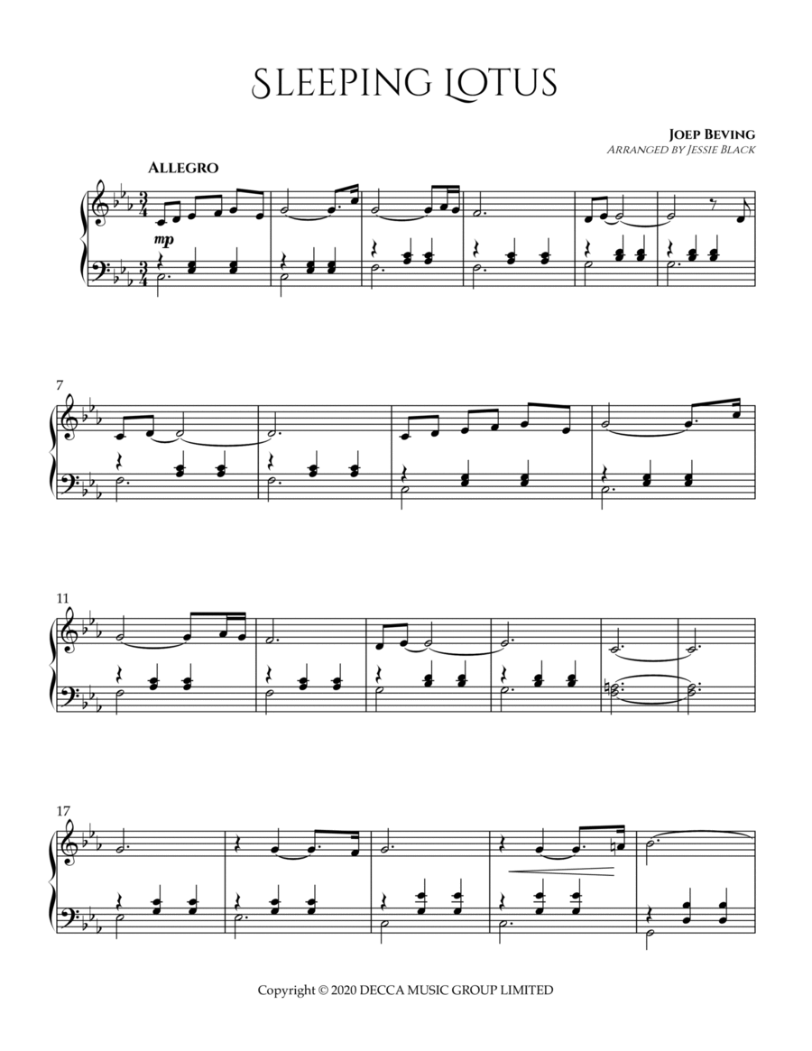 Sleeping Lotus Piano Solo scores gallery preview page 1