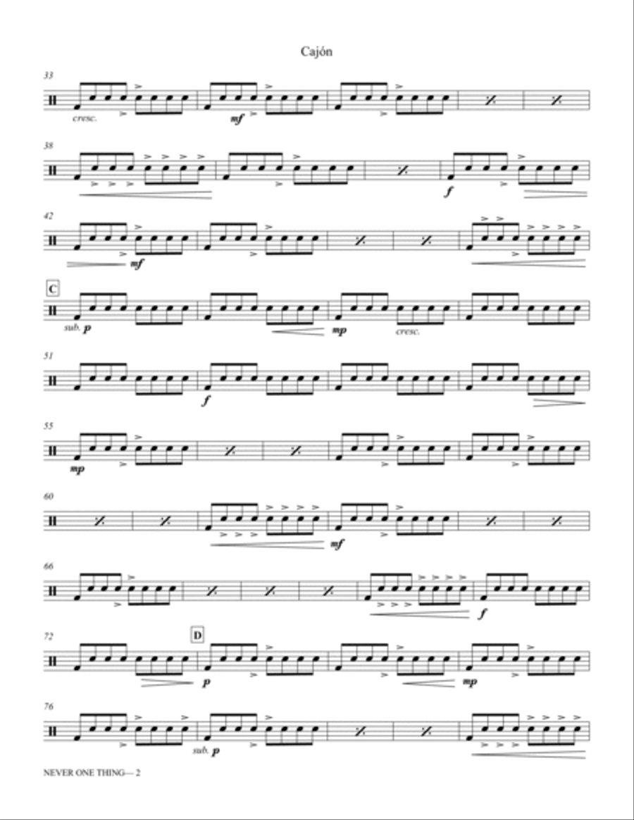 Never One Thing (arr. Corie Brown) - cajon Choir scores gallery preview page 2