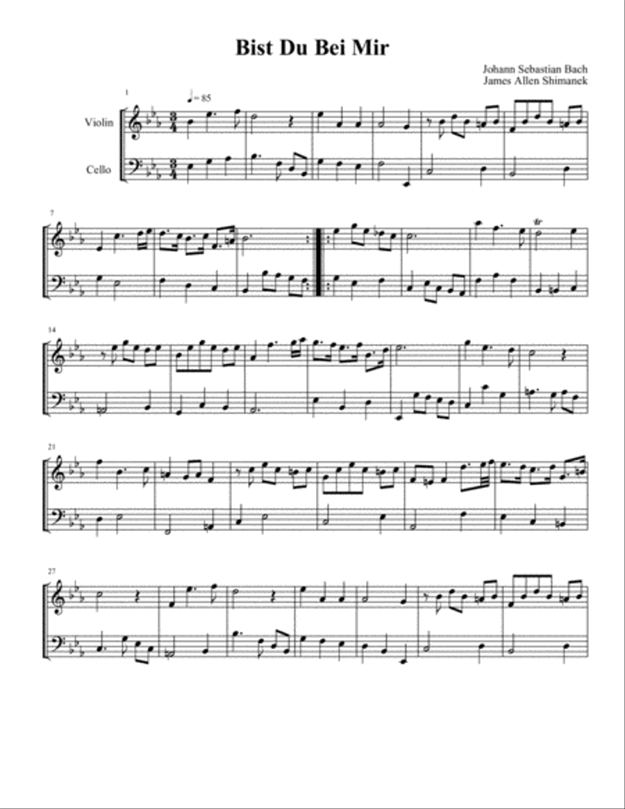 Bist Du Bei Mir BWV 508 String Duet scores gallery preview page 4