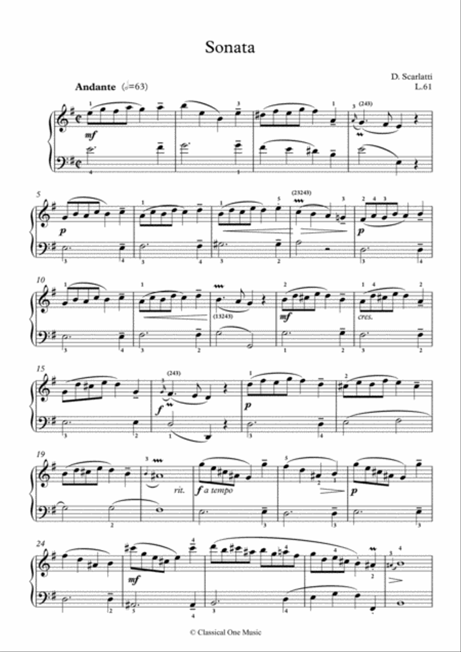 Scarlatti-Sonata in e-minor L.61 K.291(piano) Piano Solo scores gallery preview page 2