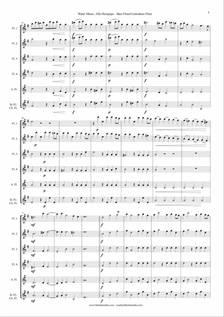Water Music - Alla Hornpipe - for Flute Choir Flute Choir scores gallery preview page 6