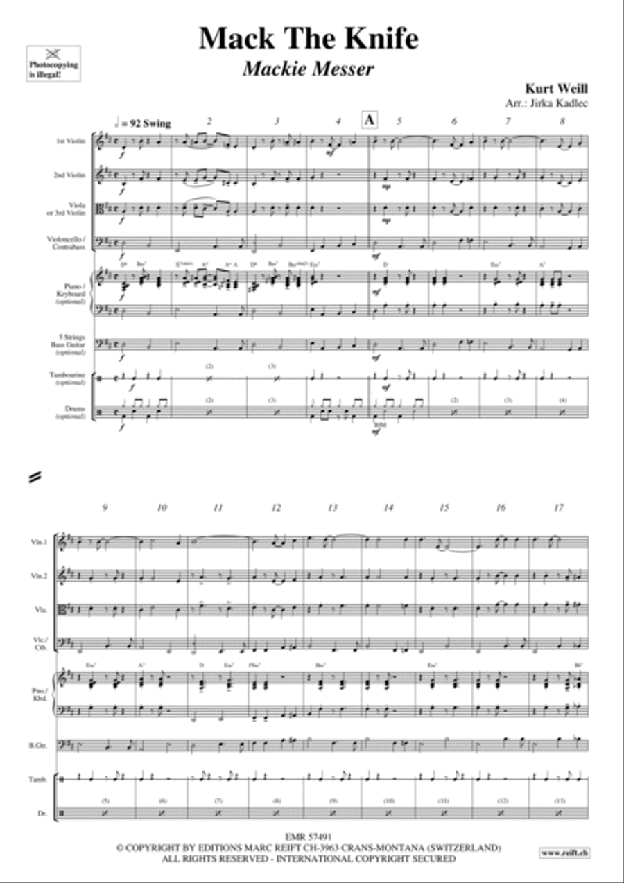 Mack The Knife String Quartet scores gallery preview page 3