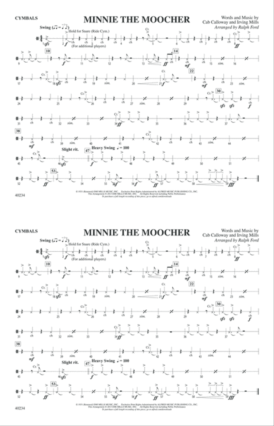 Minnie the Moocher: Cymbals Marching Band scores gallery preview page 1