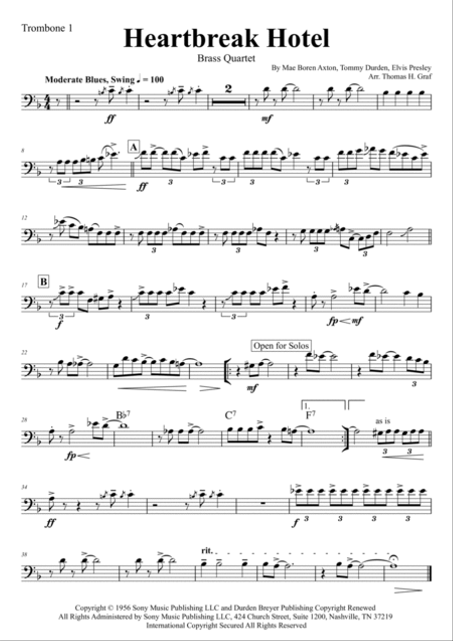 Heartbreak Hotel Brass Quartet scores gallery preview page 6