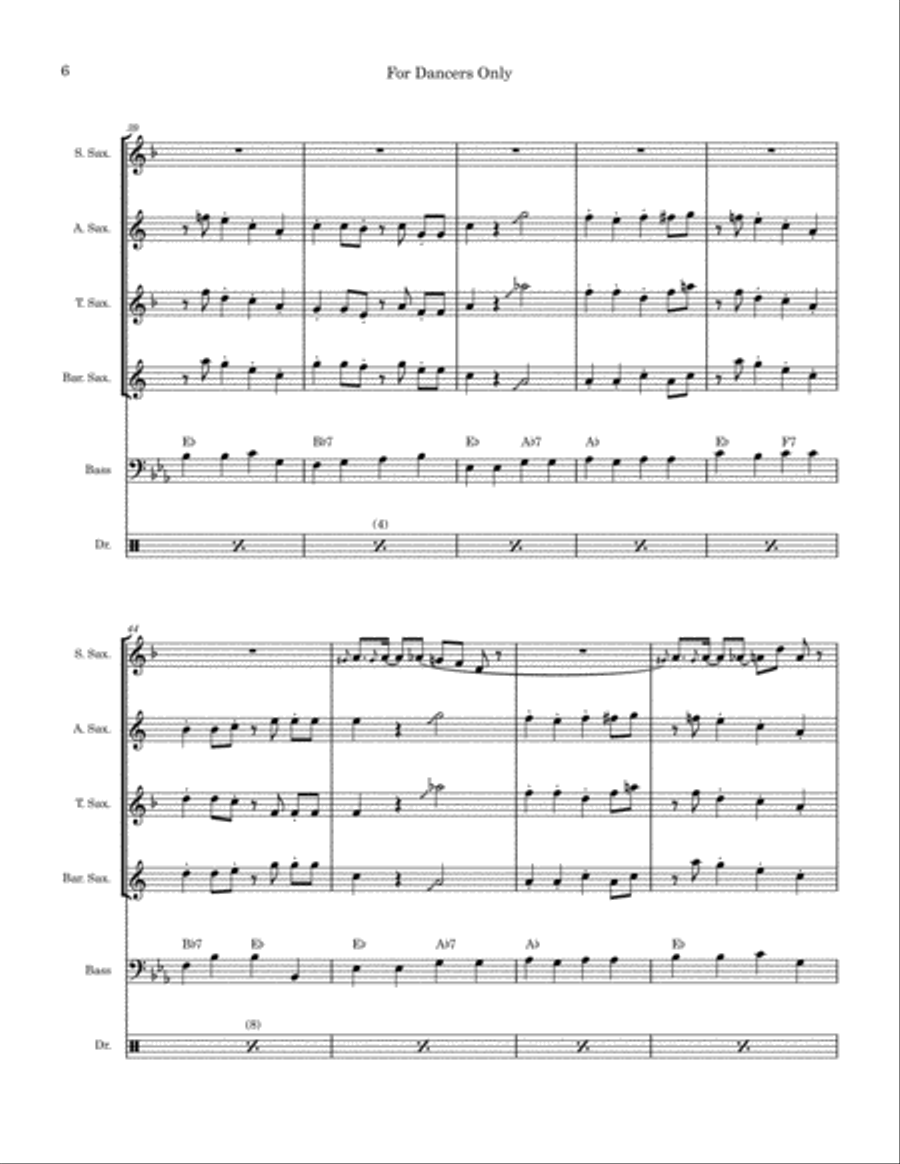 For Dancers Only Saxophone Quartet scores gallery preview page 6