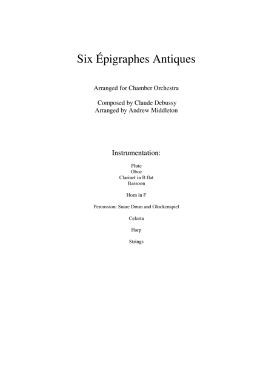 Six Epigraphes Antiques for Chamber Orchestra Chamber Orchestra scores gallery preview page 3
