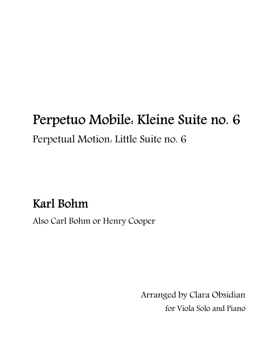 Carl Bohm: Perpetual Motion from Little Suite no.6 for Viola and Piano Piano scores gallery preview page 1