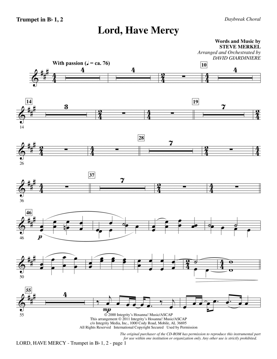 Lord Have Mercy - Trumpets 1 & 2 Choir scores gallery preview page 1