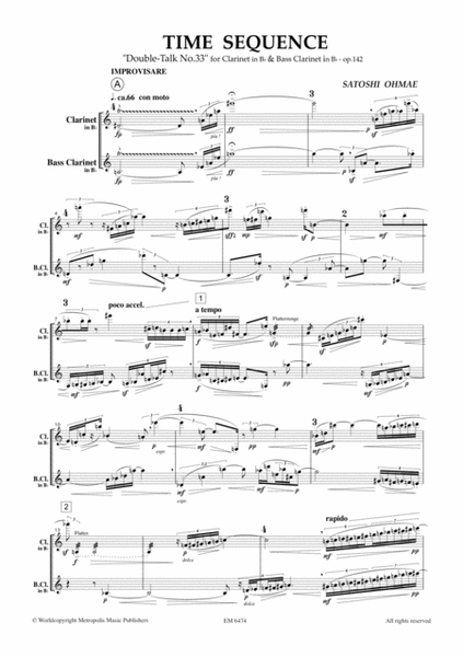 Time Sequenza for Clarinet and Bass Clarinet