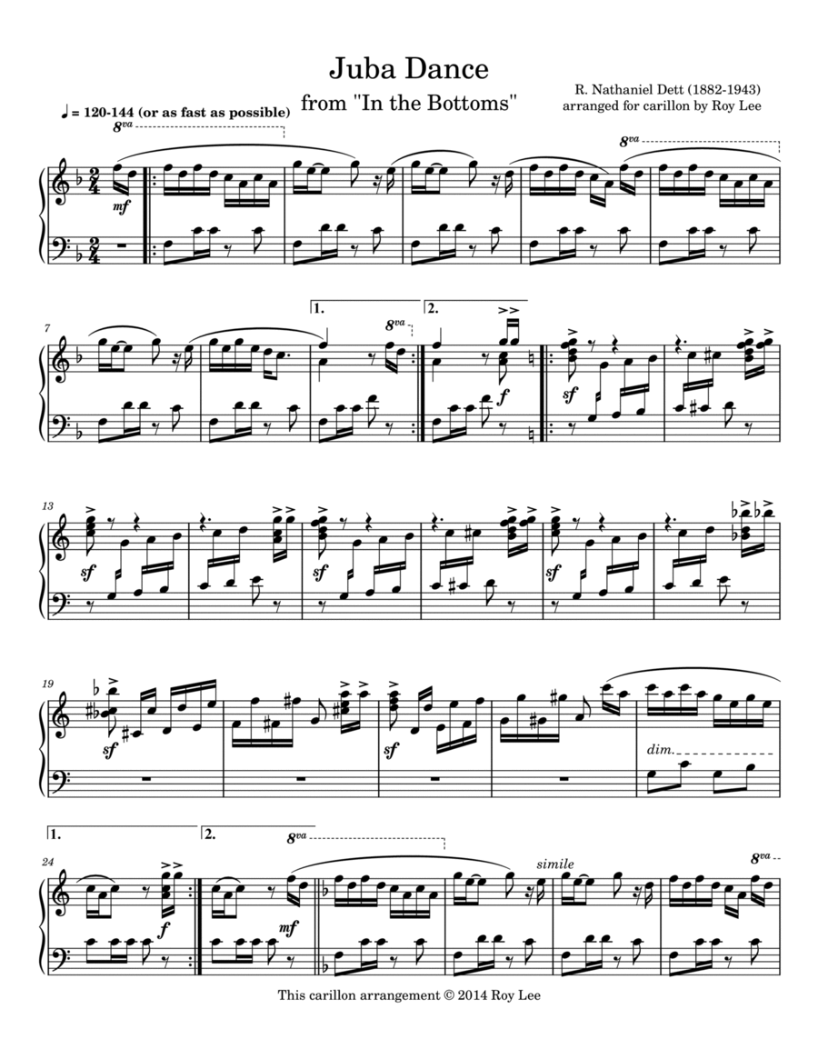 Juba Dance for carillon Carillon scores gallery preview page 1