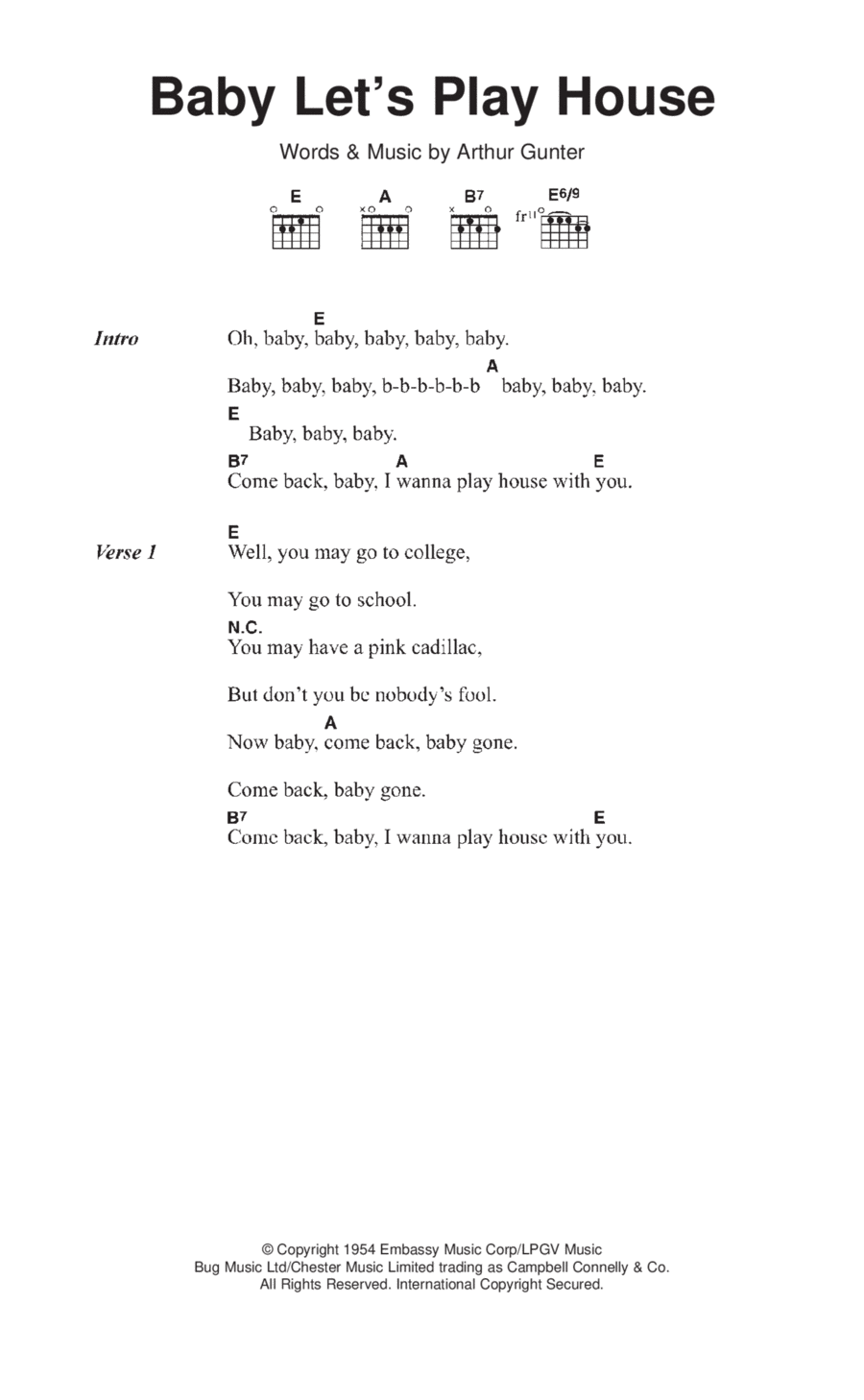 Baby, Let's Play House Baby, Let's Play House Acoustic Guitar scores gallery preview page 1