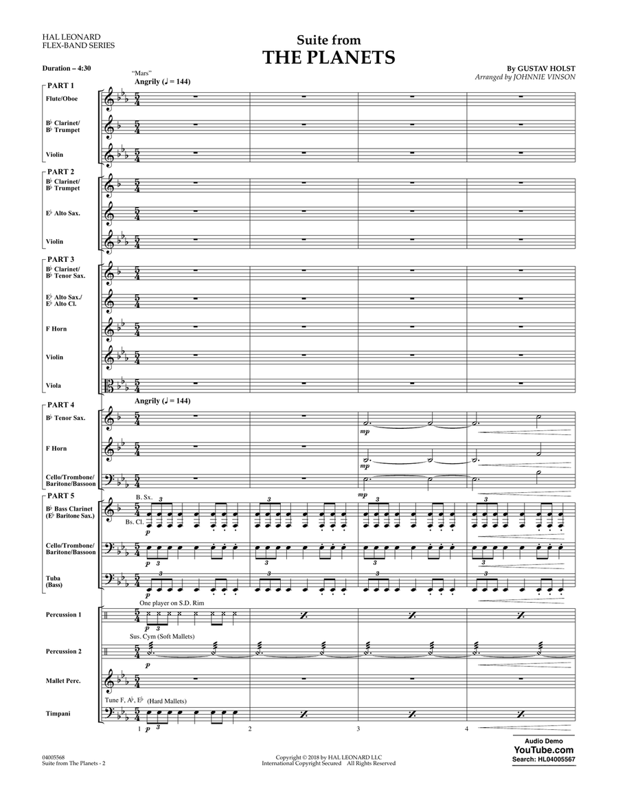 Suite from the Planets - Conductor Score (Full Score) Concert Band scores gallery preview page 2