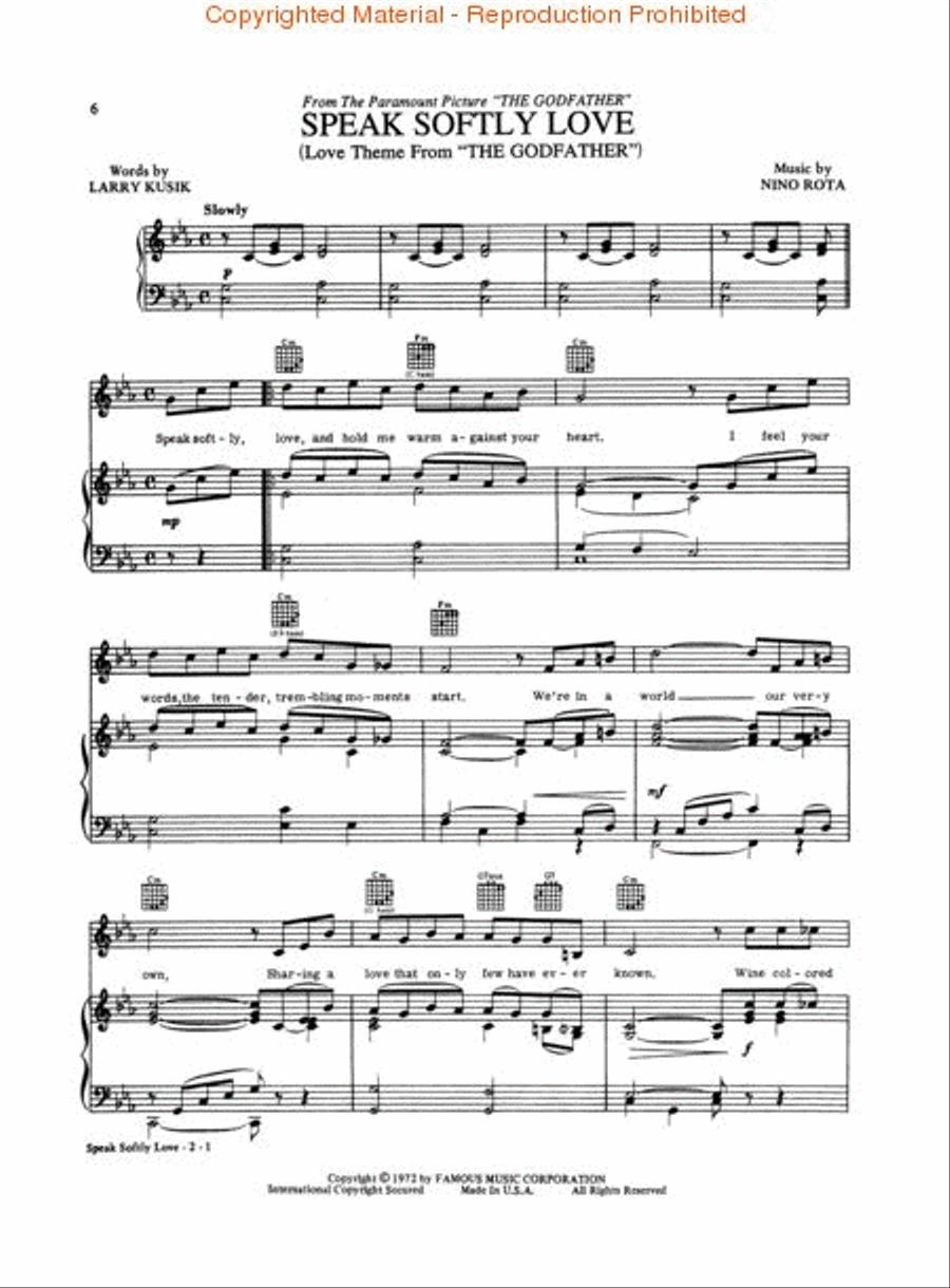 The Godfather Trilogy The Godfather Trilogy Piano, Vocal, Guitar scores gallery preview page 2