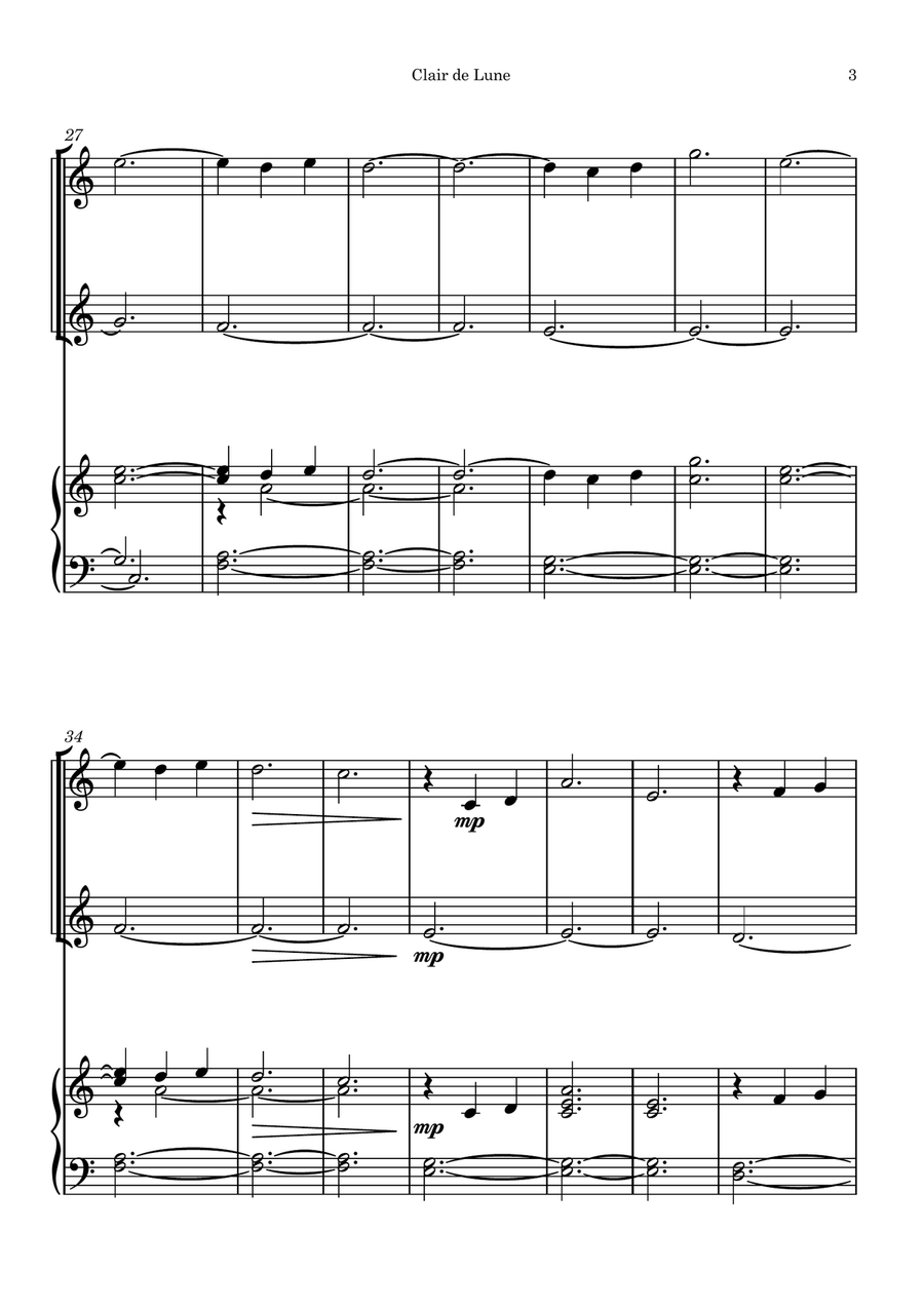 Clair de Lune by Debussy - Ukulele Duet with Piano Chamber Music scores gallery preview page 3