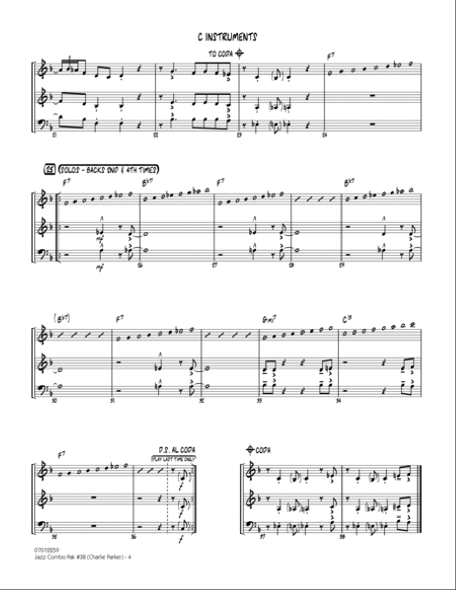 Jazz Combo Pak #38 (Charlie Parker) - C Instruments Jazz Ensemble scores gallery preview page 4