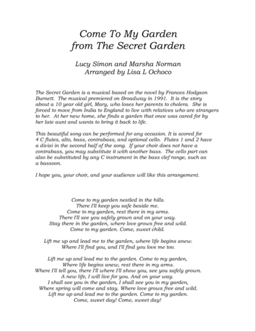 Come To My Garden Flute Choir scores gallery preview page 4