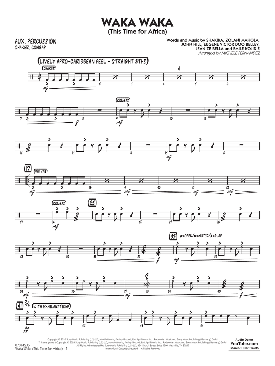 Waka Waka (This Time for Africa) - Aux Percussion Jazz Ensemble scores gallery preview page 1