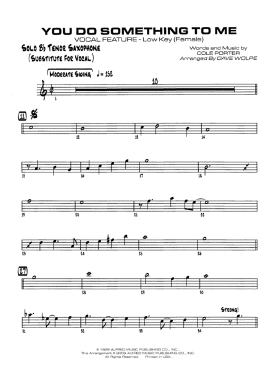 You Do Something to Me: Solo Tenor Saxophone Jazz Ensemble scores gallery preview page 1