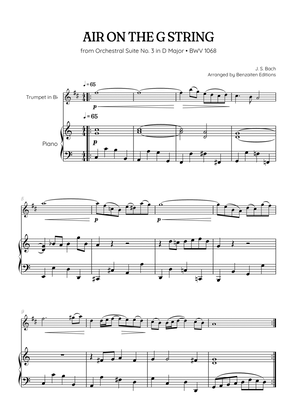JS Bach • Air on the G String from Suite No. 3 BWV 1068 | trumpet & piano sheet music