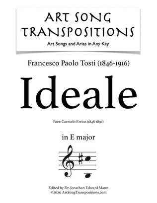 Book cover for TOSTI: Ideale (transposed to E major)