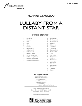 Book cover for Lullaby From A Distant Star - Conductor Score (Full Score)