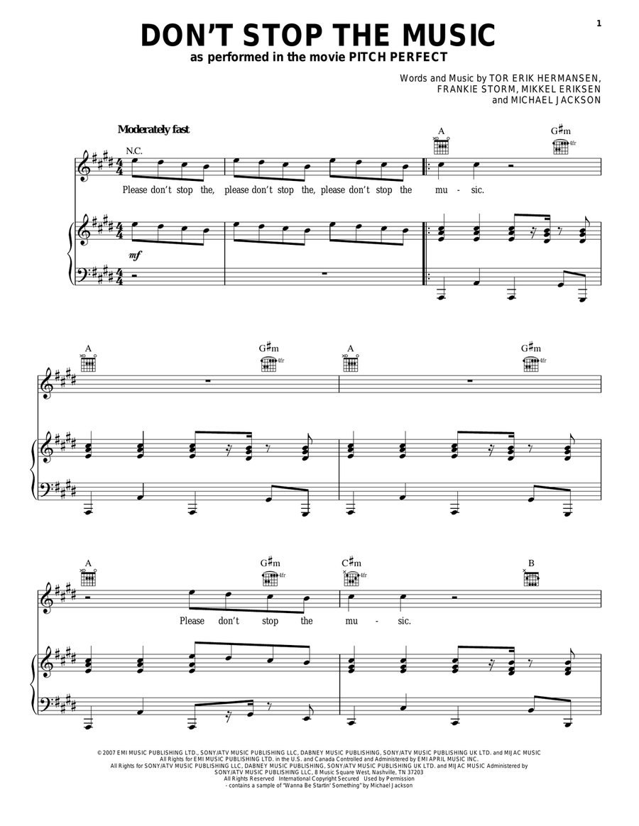 Don't Stop The Music Guitar scores gallery preview page 1
