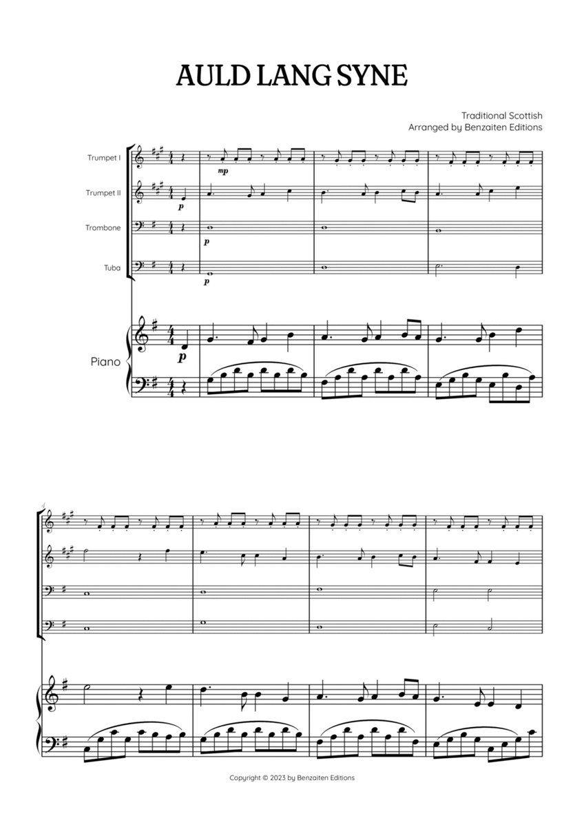 Auld Lang Syne • New Year's Anthem | Brass Quartet & Piano Accompaniment sheet music image number null
