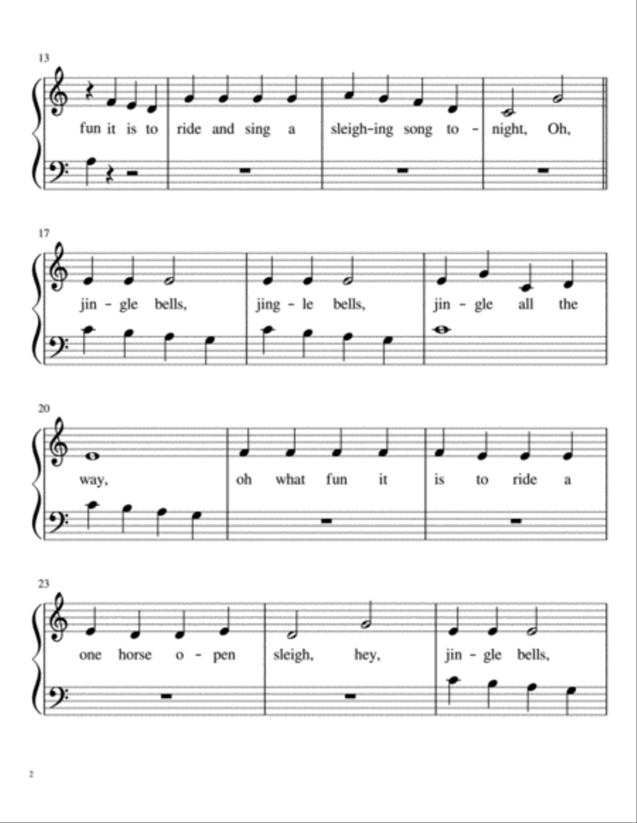 Jingle Bells for Easy Piano Level 1 in Marching Band Style Voice scores gallery preview page 2
