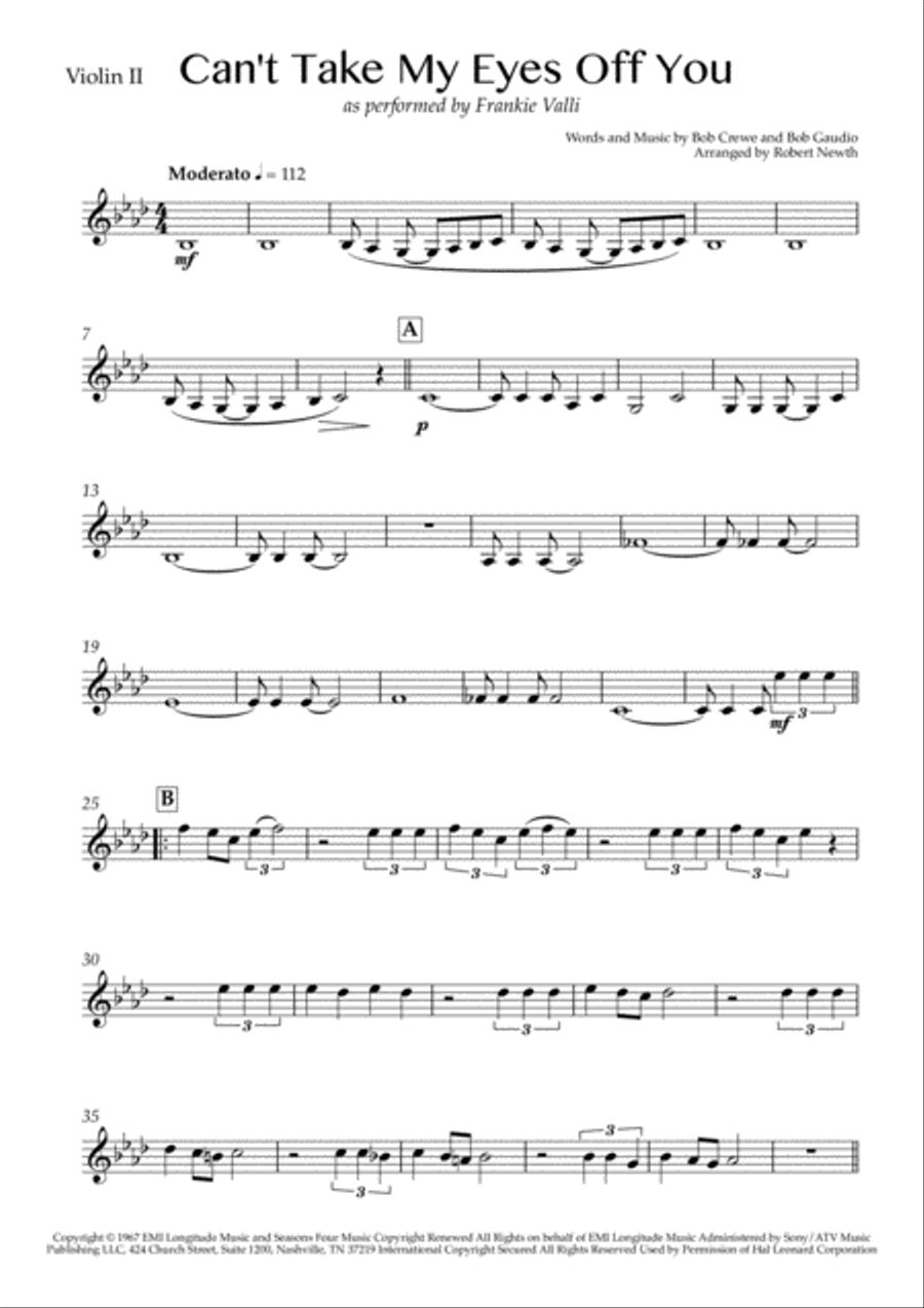 Can't Take My Eyes Off Of You String Quartet scores gallery preview page 6