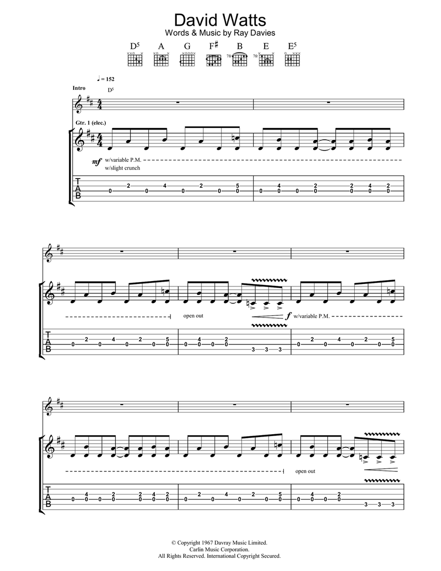 David Watts David Watts Electric Guitar scores gallery preview page 1