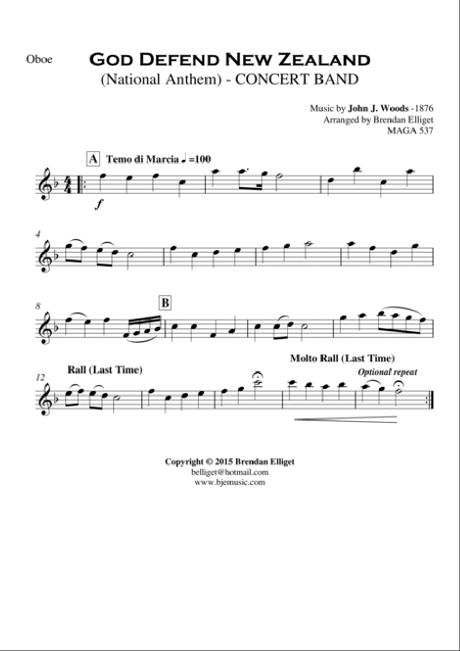 God Defend New Zealand (National Anthem) - Concert Band Score and Parts PDF Concert Band scores gallery preview page 6