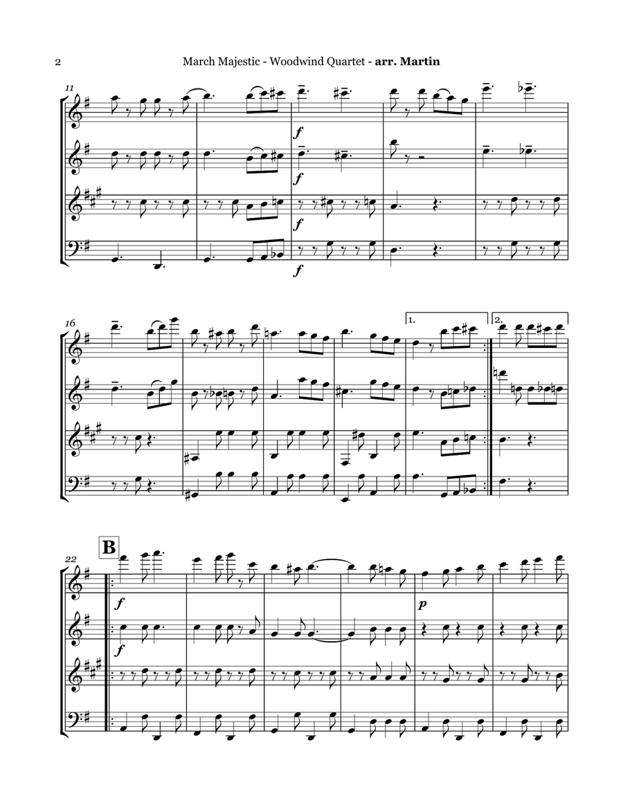 March Majestic - Woodwind Quartet Woodwind Quartet scores gallery preview page 3