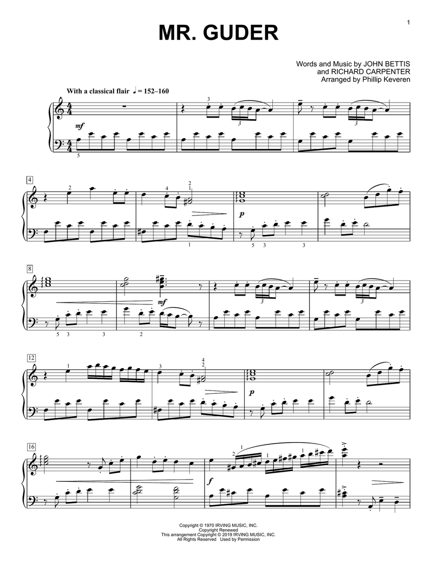 Mr. Guder (arr. Phillip Keveren) Piano Solo scores gallery preview page 1