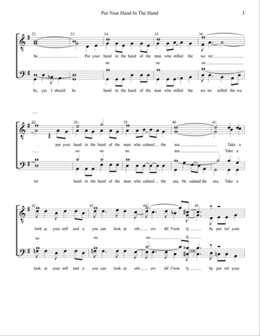 Put Your Hand In The Hand TTBB scores gallery preview page 3