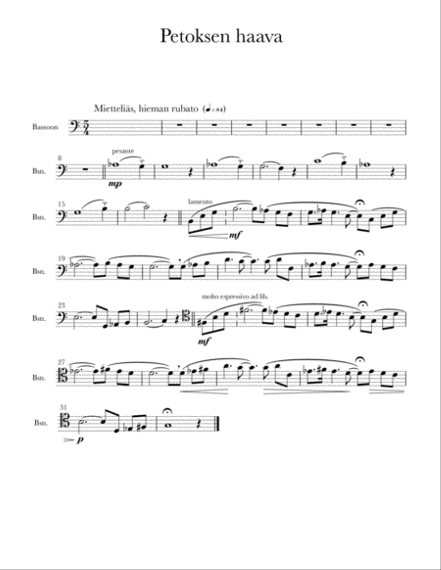 Petoksen haava (parts) Bassoon scores gallery preview page 1
