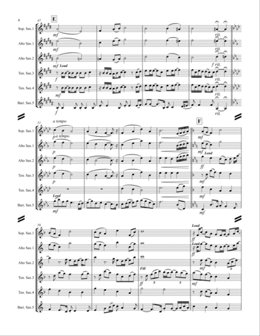 Grown-Up Christmas List Saxophone Quintet scores gallery preview page 5