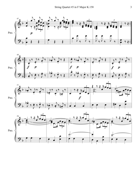 Mozart String Quartet #5 in F Major K.158 (Piano Transcription)