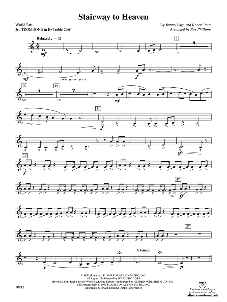 Stairway to Heaven: (World Part) 3rd B-flat Trombone T.C.