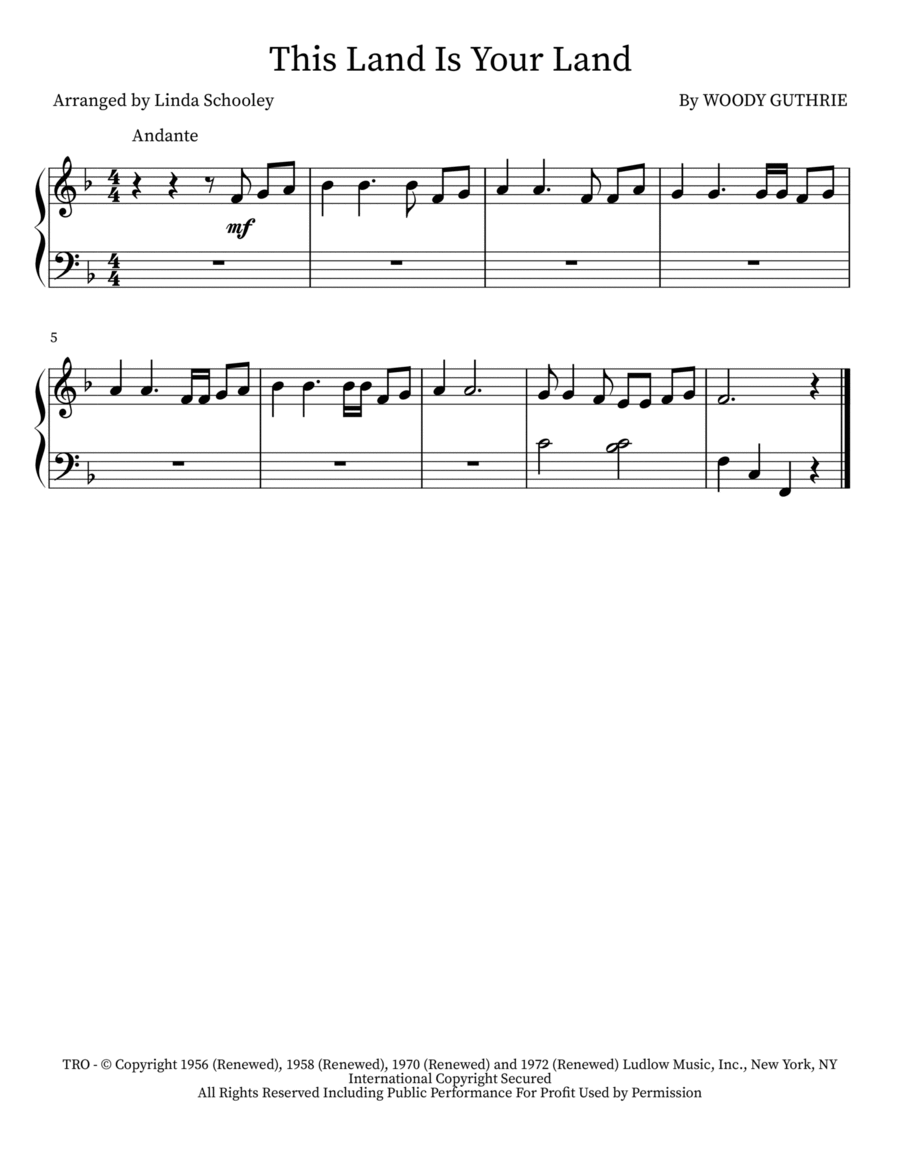 This Land Is Your Land This Land Is Your Land Easy Piano scores gallery preview page 1
