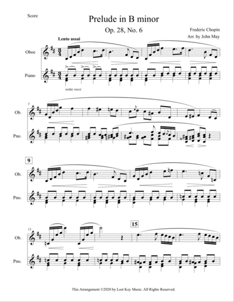 Prelude in B minor-Oboe Solo With Piano Accompaniment Chamber Music scores gallery preview page 4