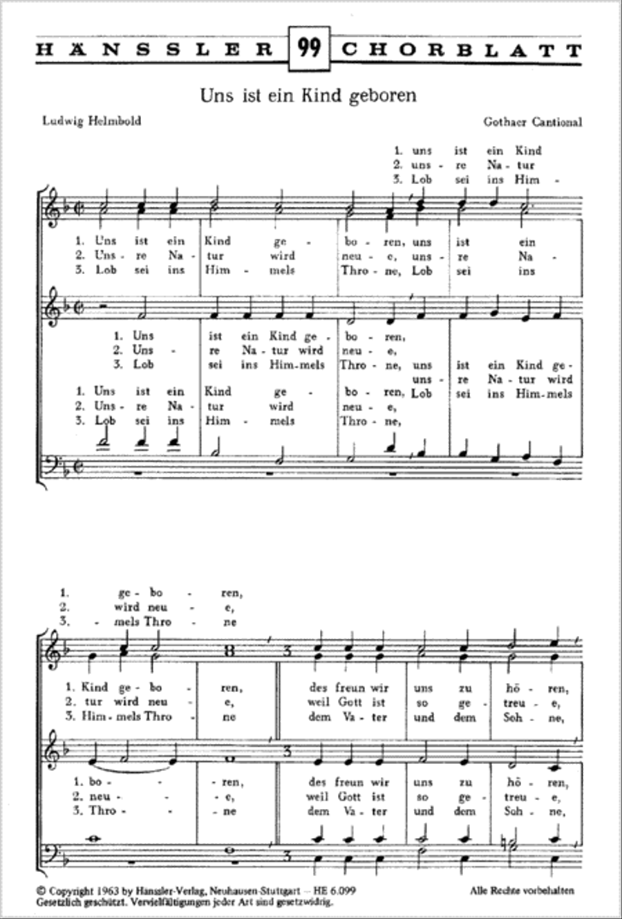 For us a child is born (Uns ist ein Kind geboren) SSATB scores gallery preview page 1