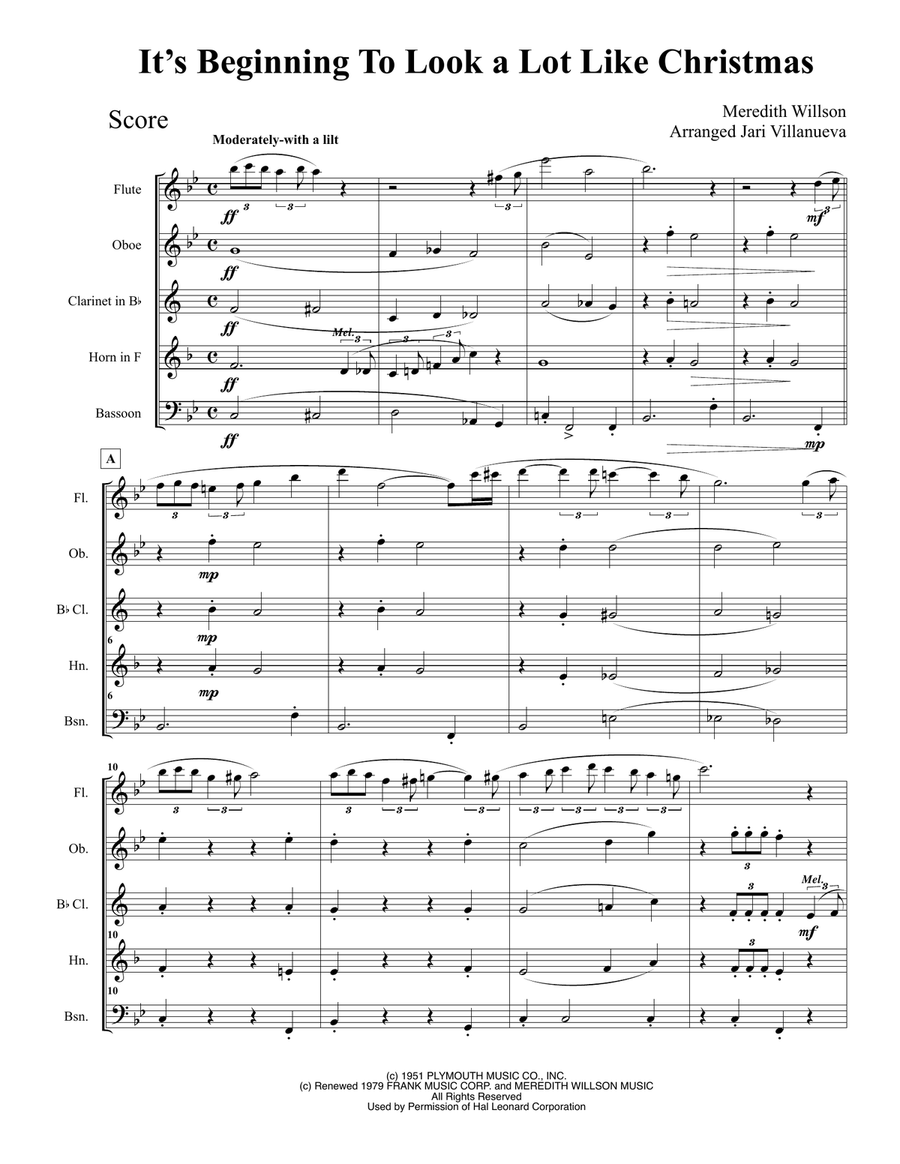 It's Beginning To Look Like Christmas Woodwind Quintet scores gallery preview page 2