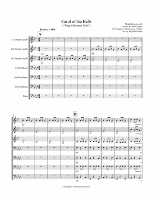 Carol of the Bells (F min) (Brass Septet - 3 Trp, 3 Trb, 1 Tuba)