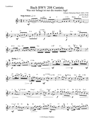 Bach BWV 208 Aria May Sheep Safely Graze Leadsheet (No Lyrics)