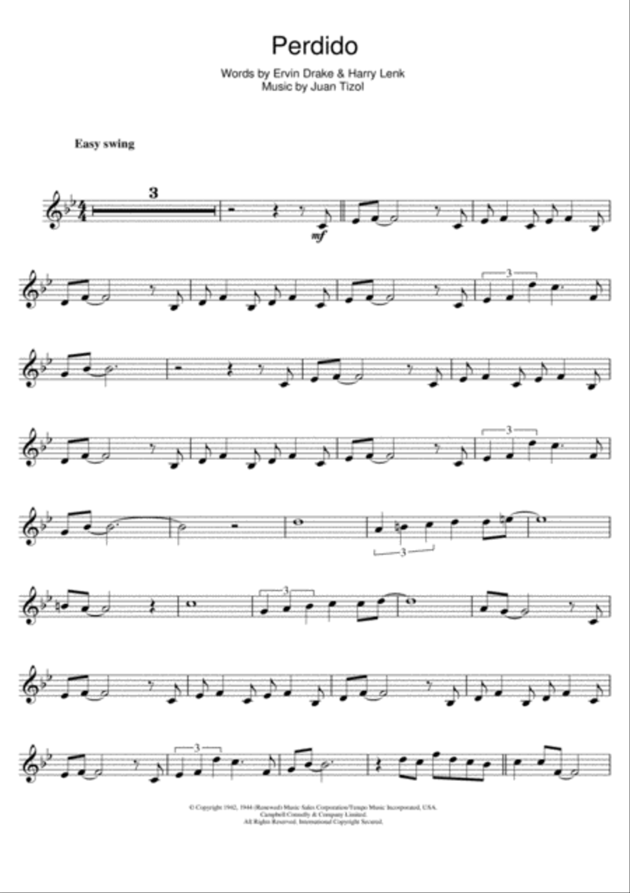 Perdido Clarinet Solo scores gallery preview page 1