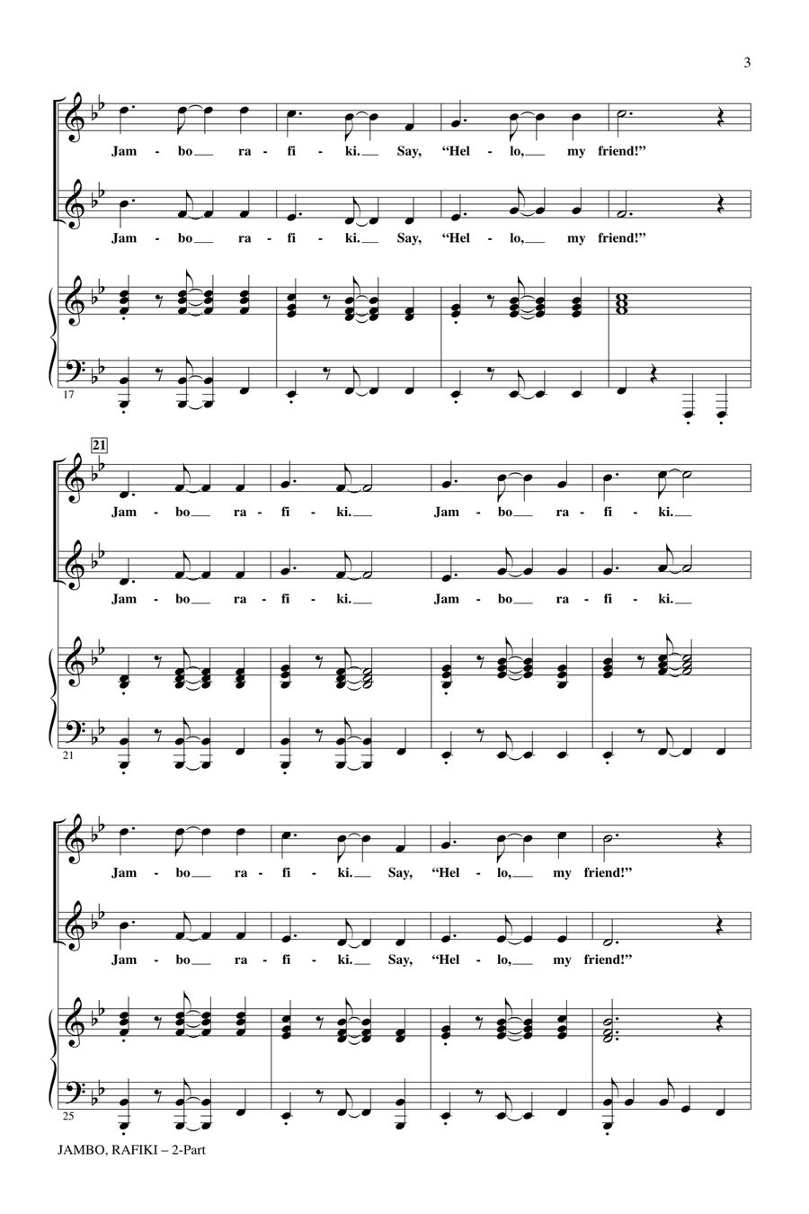 Jambo, Rafiki (Hello, Friend) 2-Part scores gallery preview page 2